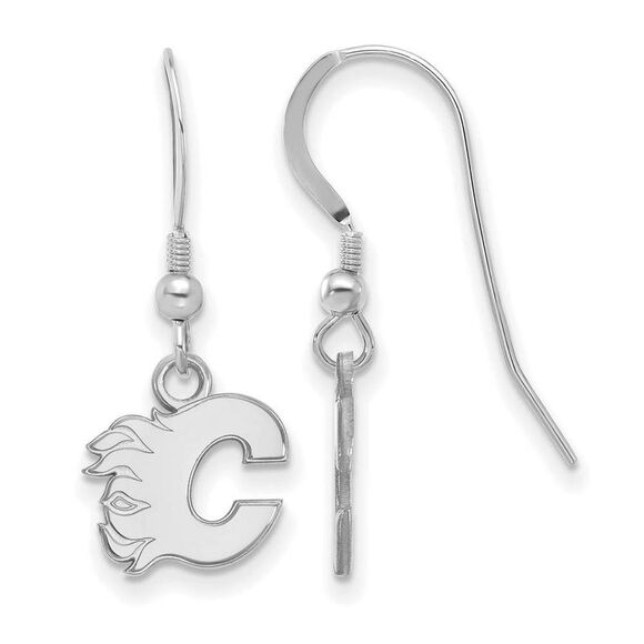 Sterling Silver NHL Calgary Flames XS Dangle Earrings - Picture 1 of 3